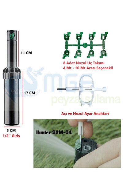 MGF PLAST Mgf 5 Adet Hunter SRM-04 1/2” Rotor Sprey Fiskiye +5 Nozul+ Ayar An...