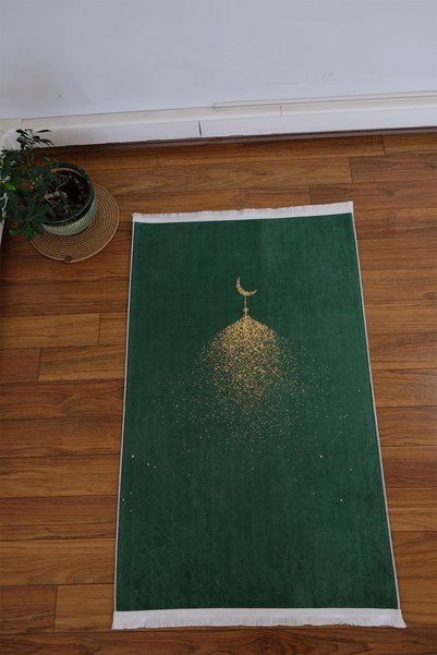 DEKOMOD Decorative Digital Printed Black Non-Slip Base Prayer Rug Prayer Rack 75x120