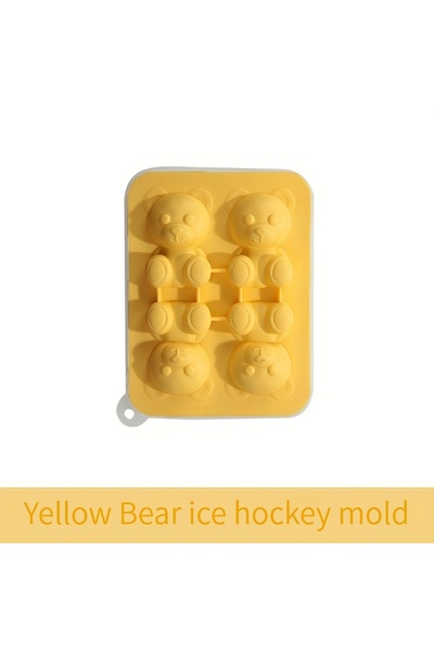 choice2 Yellow 1pc Cute Teddy Bear Ice Cube Tray Flexible Food Grade Silicone...