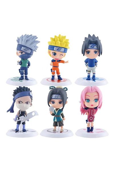BANDAI Style 2 NARUTO 6 Pcs/Lot 2 Style 7-9cm Figure Sasuke Killer Bee Tobi Gaara Kakashi Character Stands