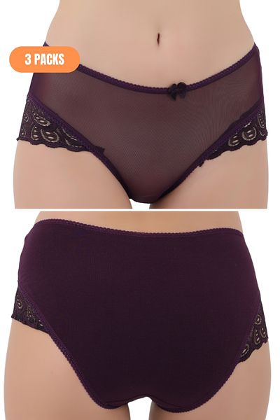 Merry Secret's 3 Pieces Women's Basic Soft Textured Combed Cotton Panties