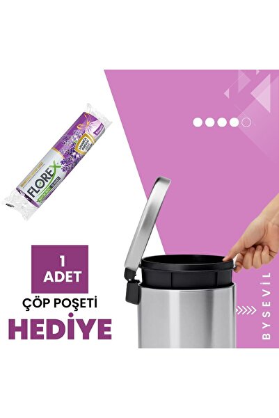 SistemTemizlik Paslanmaz Çelik Pedallı Krom Çöp Kovası 30 Lt | Balkon | Restoran | Mutfak | Çöp Poşeti Hediyeli !