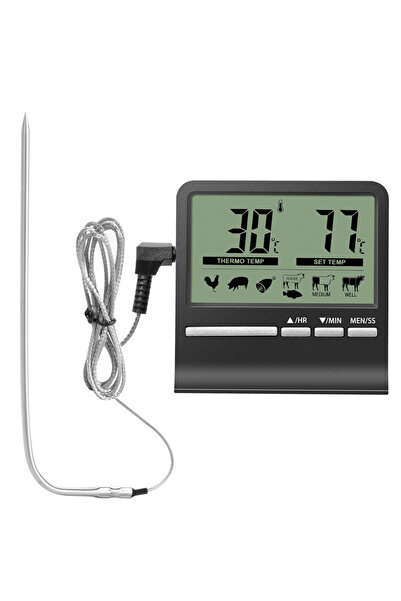 Alloet مقياس حرارة الطعام الرقمي الإلكتروني بشاشة LCD مع مسبار لحوم الشواء وم...