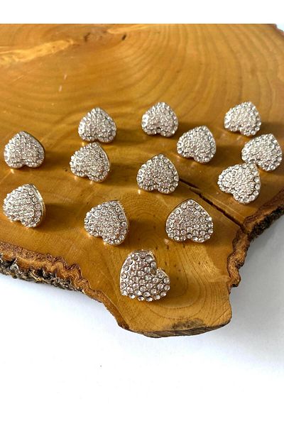 canan dizayn Special Stone 18 mm (28 Size) Gold Heart Button (8 Pcs)