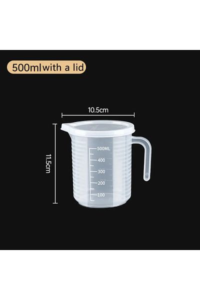 Choice7 500ml(with a lid) 100-5000ml Thickened Plastic Measuring Cup with Scale Food Grade Measuring Cup Exp