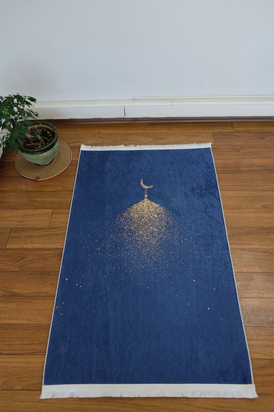 DEKOMOD Decorative Digital Printed Black Non-Slip Base Prayer Rug Prayer Rack 75x120