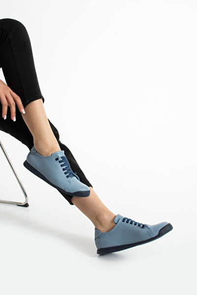 Getcho Hand Women's Genuine Leather Navy Blue Casual Shoes