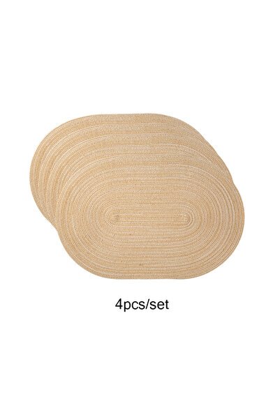 choice2 مفارش طاولة بيضاوية الشكل، 45×30 سم، لون بني فاتح، 4 قطع/مجموعة، مصنو...