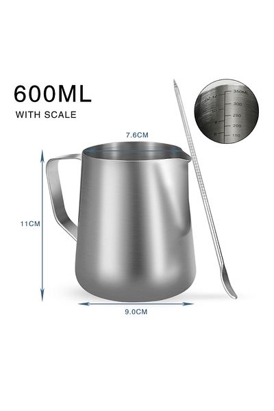 Choice 600ml With Scale Coffee Milk Frothing Jug Espresso Frother Pitcher Latte Art Stainless Steel Measuri