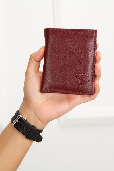 Newish Men's Faux Leather Burgundy Wallet Card Holder with Coin Compartment