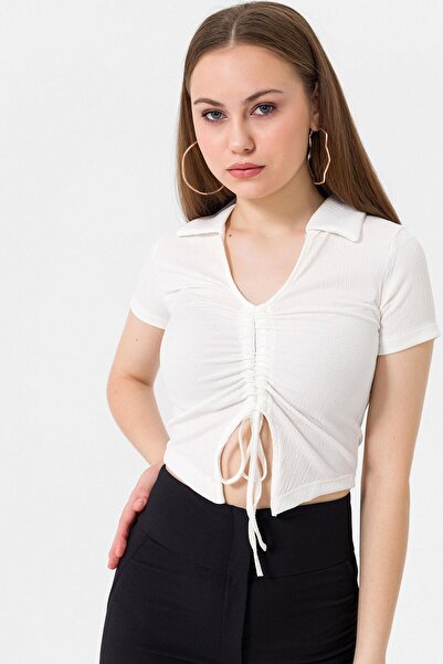 ŞİMAL Жіноча блуза з збірками спереду 240009 -