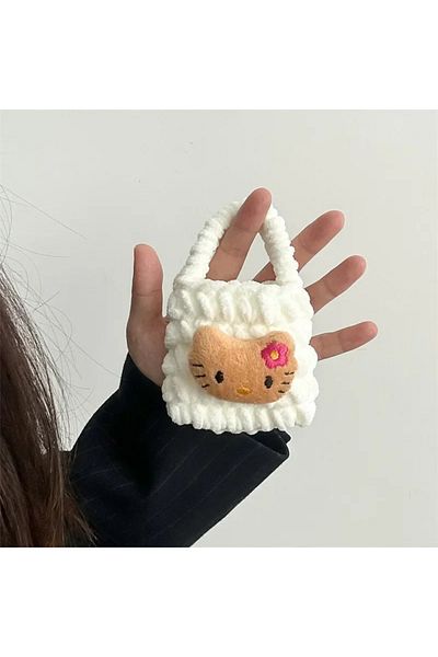 Choice er ji bao bai kt Sanrio Anime Headphone Bag Hello Kitty Cartoon Hawaii Plush Anti-fall Protective Ca