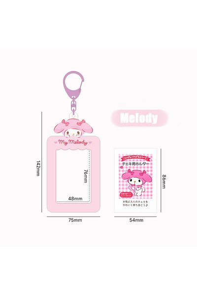 Choice Melody Kawaii Sanrio Hello Kitty Card Holder Keychain Cute Cinnamoroll Kuromi Melody Kpop Photo Card