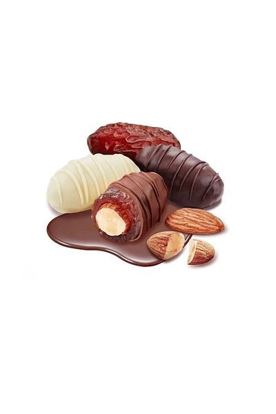 BARARI تمر الشوكولاتة الفاخر تمر محشو بالشوكولاتة واللوز (2 × 250 جرام)