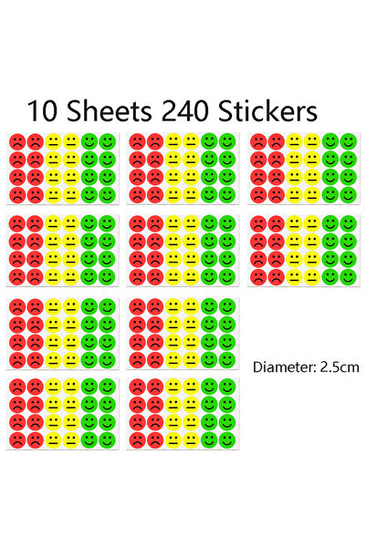 Choice1 240pcs 2.5cm 1" Happy Sad Smiling Face Behavior Stickers 120-1200pcs ...