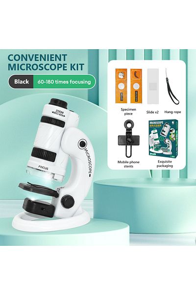 Choice5 white pro Kid Science Experiment Pocket Microscope Toy Kit 60-120x Educational Mini Handheld Microsc