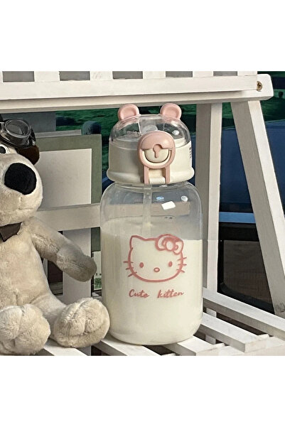 BANDAI kt Sanrio Anime Transparent Straw Cup Hello Kitty Pochacco 600ML Cartoon Plastic Water Cup Straw Dri