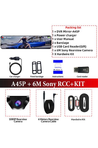 Choice 32G DVR-6M Sony RC-KIT ACCEO 4K WIFI Dashcam 12Inch Car DVR RearView Mirror Recorder Dash Cam Suppor