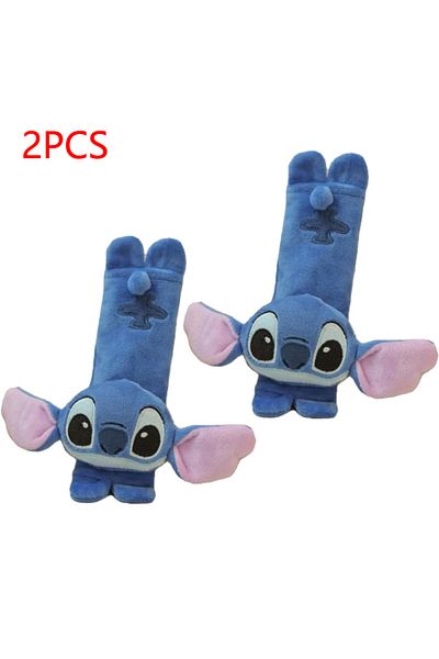 BANDAI 2 PCS Stitch Seat Belt Protective Cover Cute Cartoon Soft Plush Car Shoulder Belt Fashion Car Inside