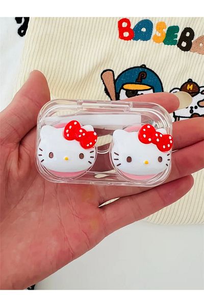 Choice 1 New Hello Kitty Contact Lens Case Transparent Cartoon Kawaii Portable Nearsighted Contact Lens Ca.