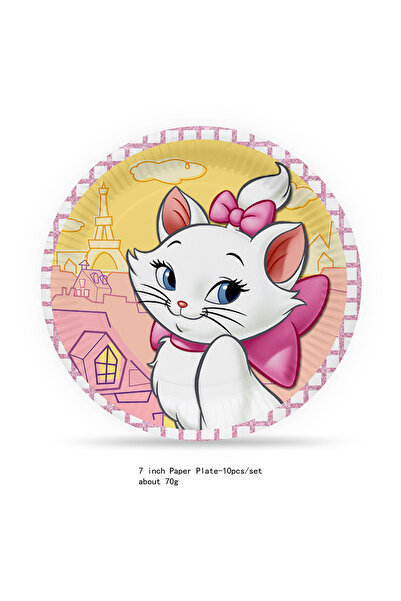 Choice Plate 10Pcs Pink Marie Cat Disposable Girl Happy Birthday Party Suppli...