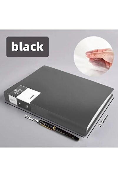 Choice3 1pc-Black-20Pages A4 Large Capacity Transparent Folder Paper Storage ...