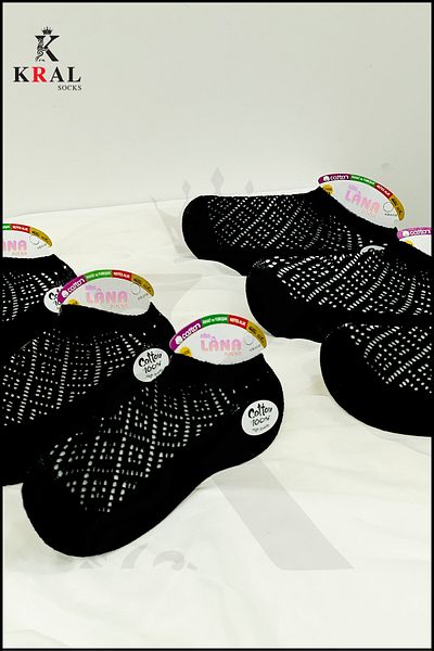 KRAL SOCKS Дамски (6 чифта) комплект невидими памучни чорапи с дантела, устойчиви на пот