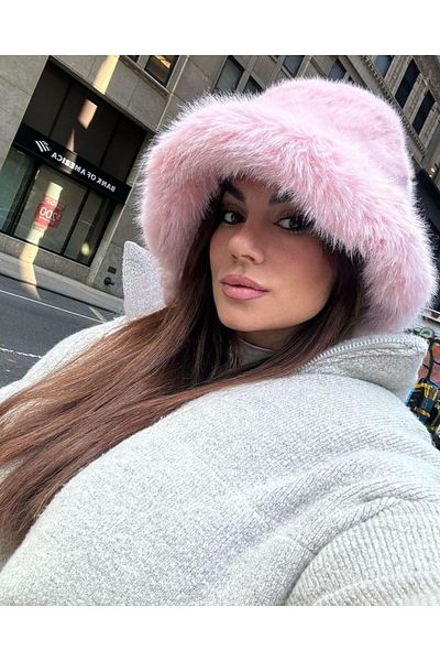 Luminos Butik Pink Thick Plush Heart Hat Beanie - Warm Stylish Outdoor Cold Protection Spk1143
