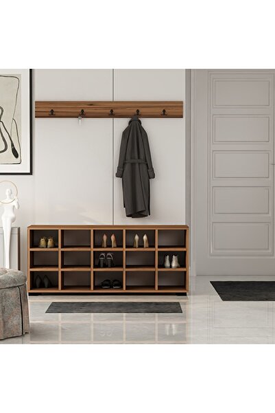İNARCH DİZAYN Ay001 Talu Askılı Ayakkabılık, Çok Raflı Ayakkabılık Sandık Ceviz