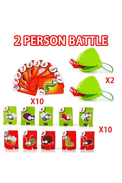 Choice 2 Person Battle Frog Lizard Mask Wagging Tongue Lick Cards Board Games for Children Family Party Toy
