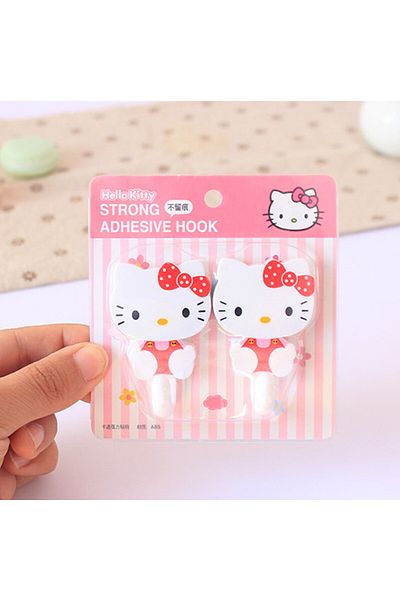 JOY TOP 2Pcs Set 03 2Pcs Set Hello Kitty Sanrio Strong Self Adhesive Hooks Key Storage Hanger for Kitchen Ba