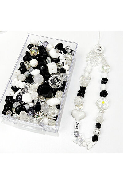 Choice12 10g C7 Black and white 10/30g 8 Style Acrylic Beads Heart Bow Flower...