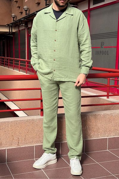 inpool Muslin Woven, Summer&Spring, 100% Cotton, Oversize Shirt-Pants Set G11-295