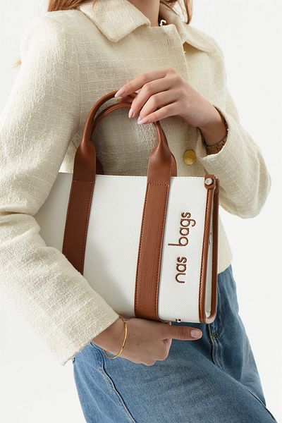Nas Bag Geantă de umăr 1418 WHITE pentru femei, geantă de mână și geantă de cruce