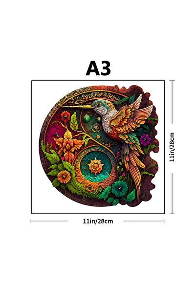 choice2 977-A3 Hummingbird Disc Wooden Colorful Jigsaw Puzzle, Alien Shape An...