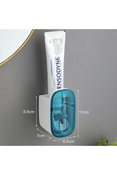 Choice موزع معجون أسنان أوتوماتيكي من قطعة واحدة باللون الأزرق، ملحقات الحمام، عصارة معجون أسنان كسول مثبتة على الحائط