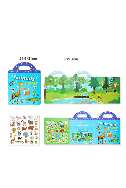 choice2 كتاب ملصقات كرتونية قابلة لإعادة الاستخدام من Datgo للأطفال، لعبة ألغ...