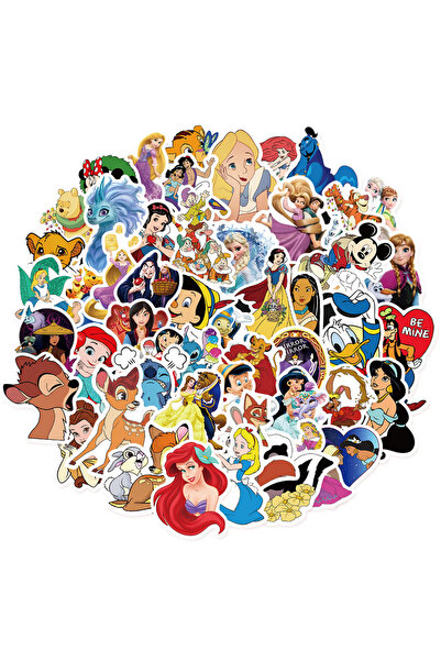 Disney 50 قطعة من ملصقات الكرتون اللطيفة المتنوعة آنا ميكي جرافيتي لأجهزة الكمبيوتر المحمول ولوح التزلج والهاتف