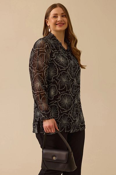 Gala-Xi Plus Size Women's Chiffon Gümüşhane 4016 Black