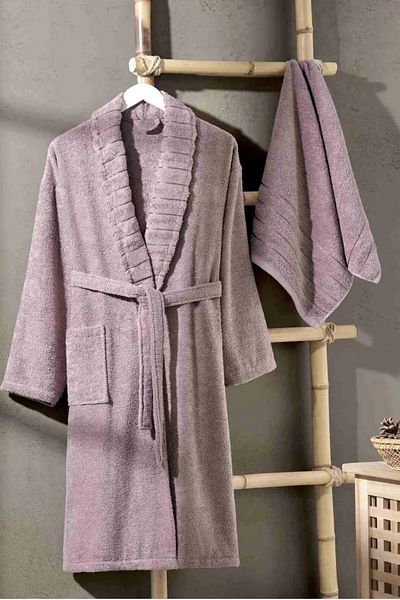 Formeya Handtuch-Bademantel-Set Gestreiftes Shalyaka-Bademantel-Set