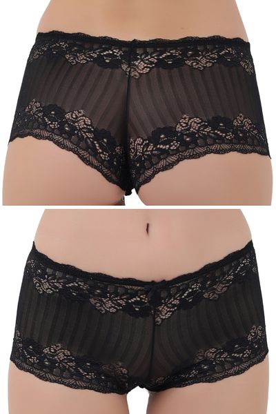 Merry Secret's Women's Lace Detailed Transparent Short Shorts Boxer