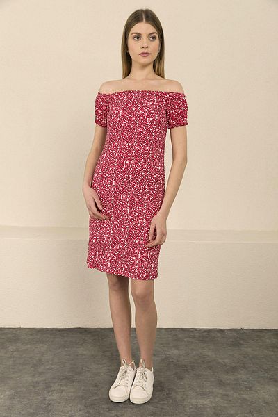 ŞİMAL Rochie de damă cu mânecă cu guler elastic cu imprimeu floral 240005   -