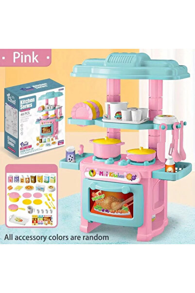 Choice1 Pink Mini Kitchen Counter Play Set DIY Simulated Cooking Food Tablewa...