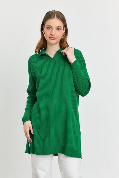 Rays 5410 Polo Neck Tunic B. Green