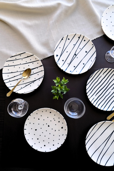 tabakevi 20cm 6-Person Porcelain Dash Cake Plate Tvl6Ptprs1108