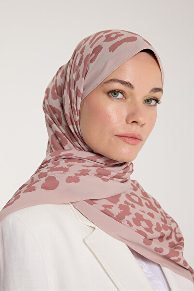 PURESCARFS Pure Tone Şal - Leopar Desen - Latte - Nude