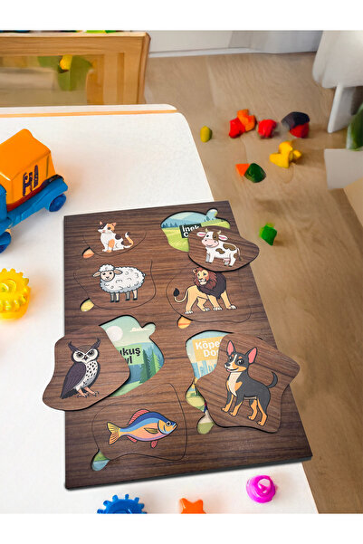 Artikel Çocuklar İçin Ahşap Hayvanlar Eğitici ve Öğretici Montessori Yap Boz ...