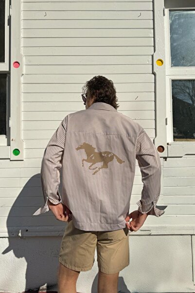 Flaw Wear Gallop Vintage Çizgili Gömlek Bej