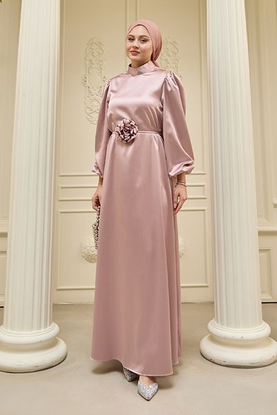 InStyle Rose Detail Powder Satin Dress