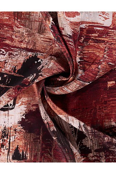 Kayra Μεταξωτό μαντήλι με μοτίβο βούρτσας Claret Red